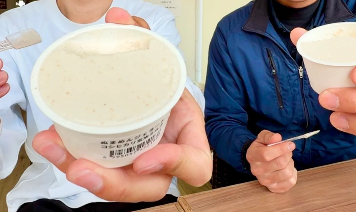ぬまめんジェラート（コシヒカリ玄米ミルク味）