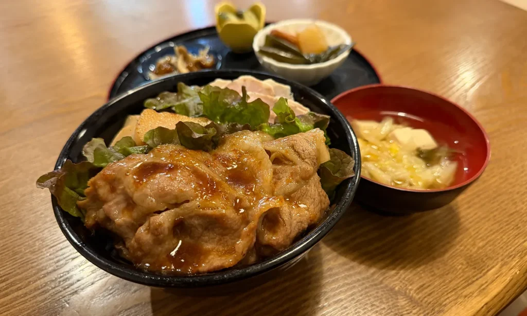 新潟県十日町市／越後妻有のごちそう家「ごったく」の肉まみれ丼定食