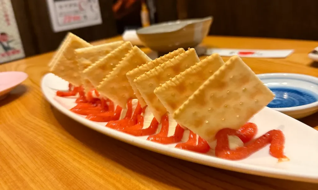 だんだん亭にっぽん家族の料理「クラッカーと明太子」